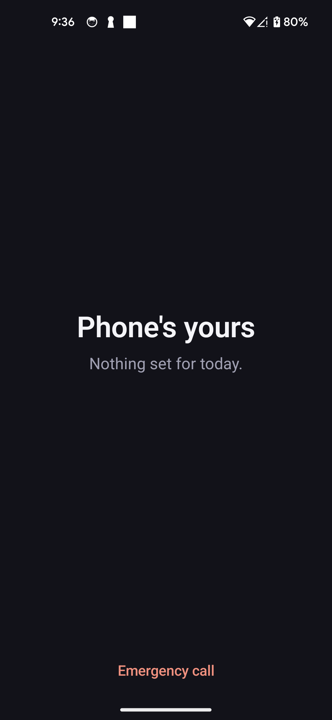 The Kaela home screen with the phone unlocked and today's task waiting